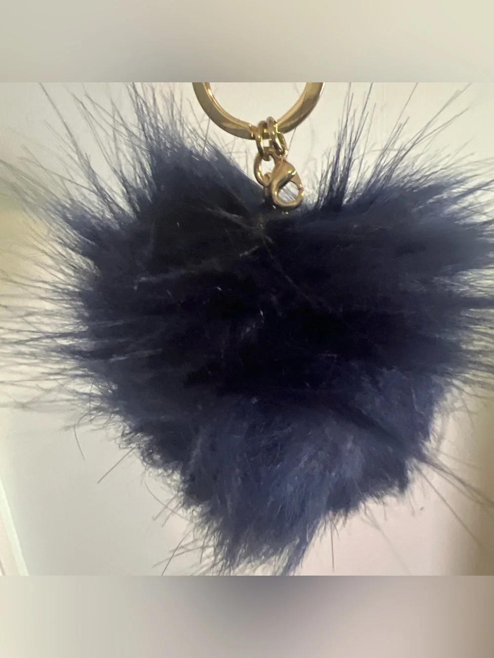 Origami Owl Pom Pom Bag Clip Keychain Poof Navy Blue GOLD